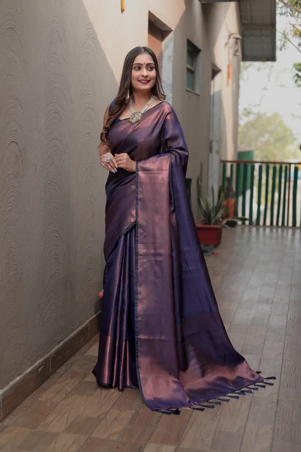 Navy_Blue_Kanjivaram_Silk_Saree_with_Heavy_Copper_Zari_Work_-_Timeless_Elegance_With_Blouse_Piece_Attached